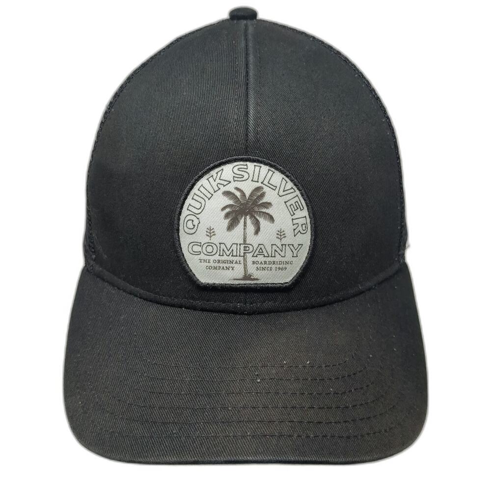 Quiksilver Trucker Hat Black OS Snapback Floral Underbrim Palm Tree Boardriding
